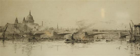 Andrew W Turnbull , St Pauls - Frank Harding (b. 1935), Blackfriars Bridge, two signed etchings